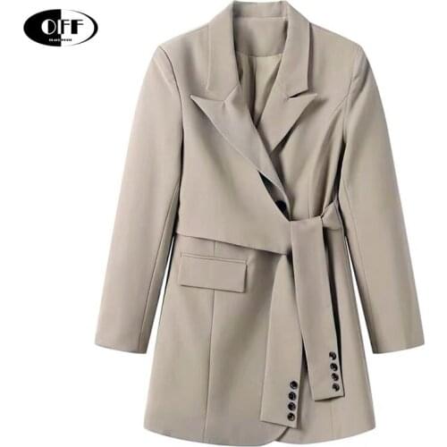 Korean Casual Fashion Suit Collar Solid Notched Double-Breasted Long Sleeve Office Work OL Blazers Female Autumn Women Coats ZA
