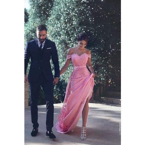 Casamento Sexy Mermaid Prom 2018 Evening Boat Neck Long Party robe de soiree Formal Side Split mother of the bride dress