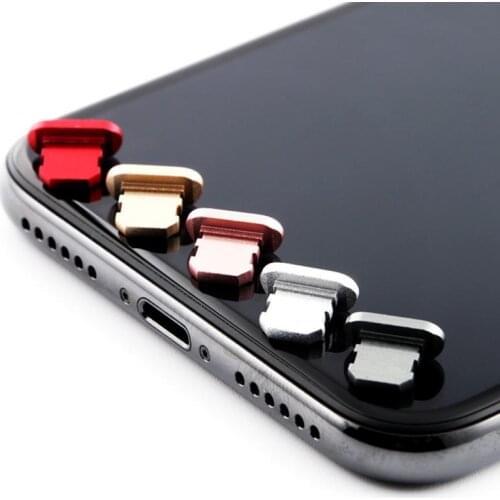 1PC Colorful Metal Mobile Phone Dust Plug Anti Dust Charger Dock Plug Stopper Cap Cover For IPhone X XR Cell Phone Accessories