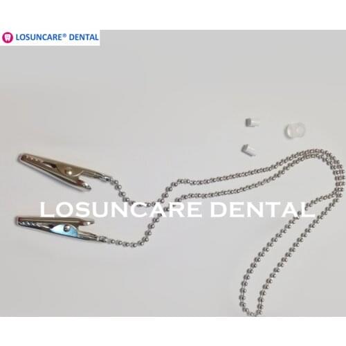 LOSUNCARE 10 Pcs Napkin Holder Dental Lab Bib Crocodile Clip Flexible Steel Metal Ball Chain Necklace Bib clip