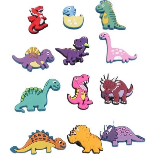 12PCS Cartoon Dinosaur Shoe Charms Shoe Accessories For Croc Charms Decoration Kids X-Mas Gift Novel Animals Shape Shoe Buckle