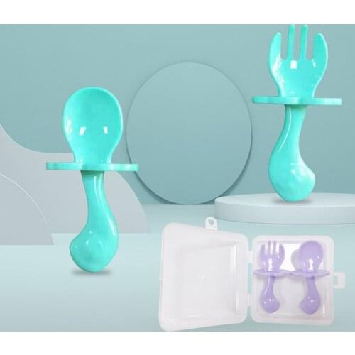 2pcs Infant Fork And Spoon Tableware Set Feeding Set Kid Utensils Toddler Anti-Choke Self Feeding Accessories