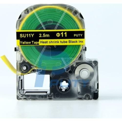 3PK/lot Compatible Kingjim Heat Shrink Tube tape black on yellow SU11Y 11mm*2.5m for TepraPro and Labelworks printer
