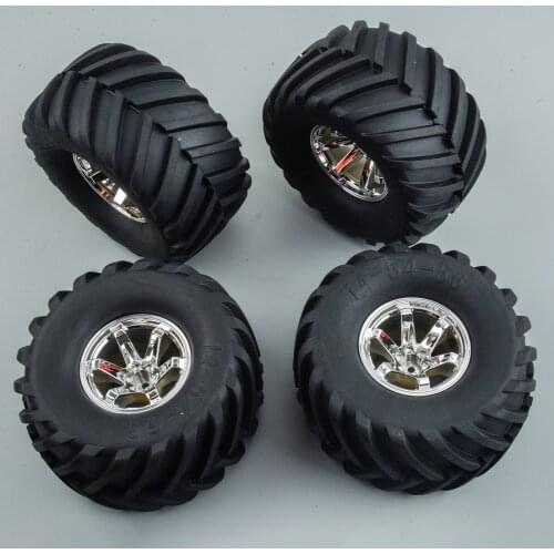 4pcs 135mm Rubber Tyre Tire Wheel Rim AX-3003 Fit for 1/10 RC Bigfoot HSP HPI Car Large Deep Lugs