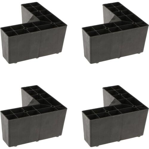 5Inch Plastic Furniture Legs Squared , Set of 4, Sofa Legs for Coffee Table and Bed Legs, Couch Ottoman Leg Plinth