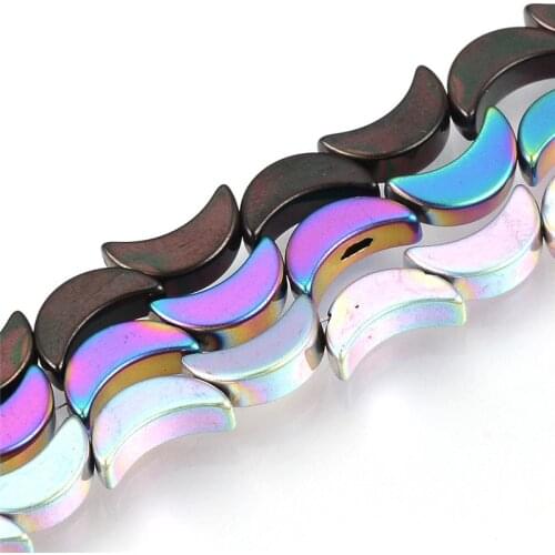 50PCS Natural Stone Moon Shape Hematite Beads for Jewelry Making Charms Beads Diy Bracelet Necklace Accessories Jewelry Findings