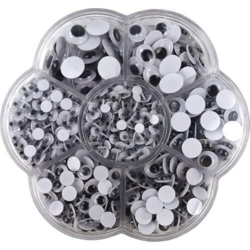 900PCS Self Adhesive Plastic Doll Eyes Googly Wiggly Eyes 6-10mm Mixed for Toys Dolls DIY Accessory Eyeball DIY Craft Supplies