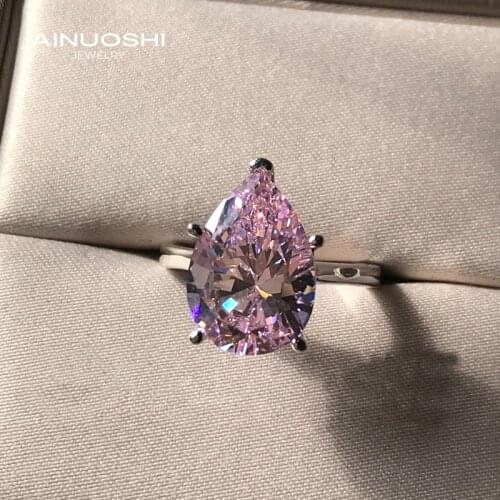 AINUOSHI 925 Sterling Silver 10x14mm Pear-shaped Multiple Gemstone Engagement Rings For Women New Years Gift Rings