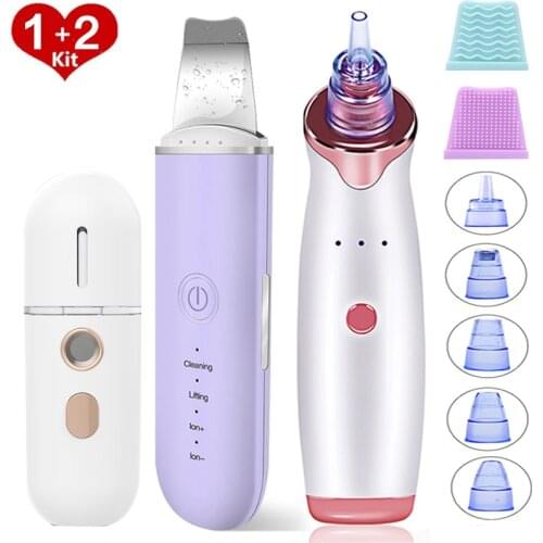 New Purple Ultrasonic Skin Scrubber Vibration Face Spatula Blackhead Remover Facial Scrubber Cavitation Peeling Facial Lifting