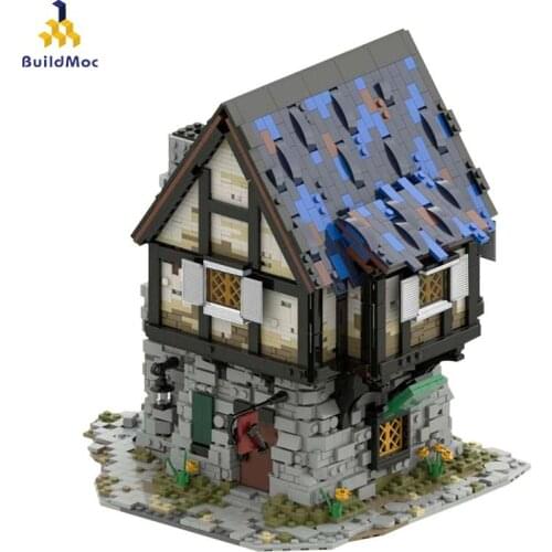 Buildmoc City Buildings The Medieval Smithy Modular House Building City Street View Building Block Model Kid Toy Gift