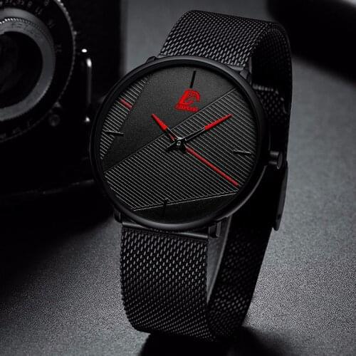 New Men Leather Strap Watches Mens Elegant Stainless Steel Mesh Watch Male Casual Quartz Watch Relogio Masculin Mens Wristwatch