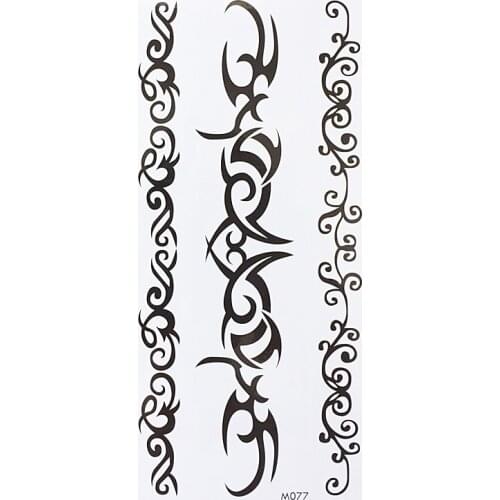 Black Arabic Henne Tattoo Fire Flame Totem Arm Tattoo Sleeve Flash Temporary Tattoo Sticker