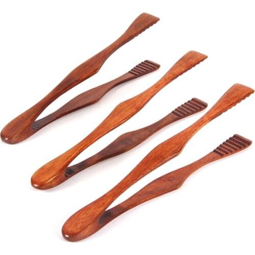 Wooden Bamboo Cooking Kitchen Tongs Food BBQ Tool Salad Bacon Steak Bread Cake Clip home kitchen Utensil
