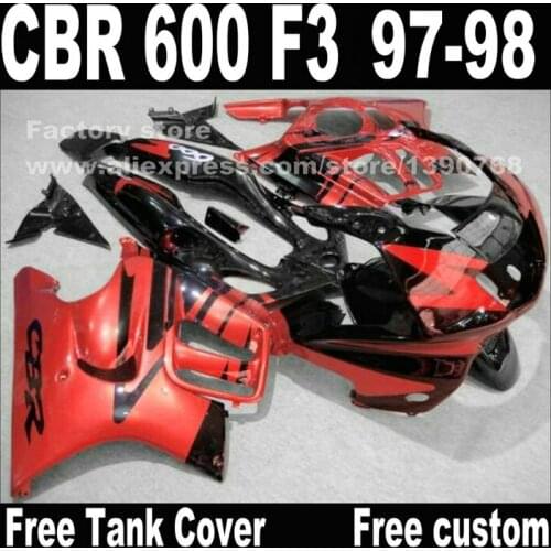 Lowest price Motorcycle parts for HONDA CBR 600 F3 fairings 1997 1998 CBR600 F3 97 98 red black fairing kit A2