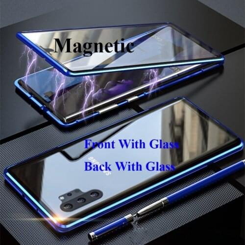 For Samsung Galaxy Note 10 Pro Case Double Sided Magnetic Tempered Glass Cover for Samsung S10 S9 S8 Plus S10E Note 9 8 A80 A70