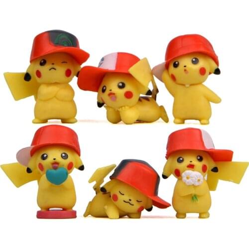6pcs/lot TAKARA TOMY Pokemon Action Figures Toys Cute Pikachu PVC Collection Model Toy for Children Christmas Toys Gifts
