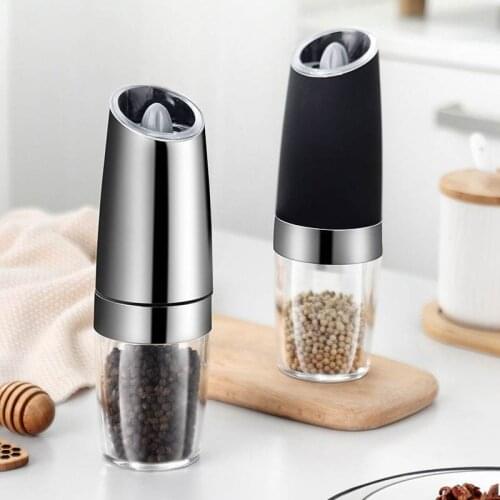 Electric Stainless Steel Pepper Salt and Pepper Millers LED Light Spice Grain Mills Porcelain Grinding Core Mill Kitchen Tools