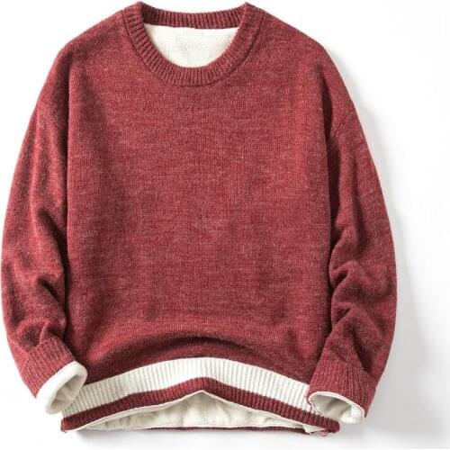 GlacialWhale Oversized Mens Knitted Sweater Men 2021 New Winter Hip Hop Harajuku Korean Casual Sweaters Pullover Red Sweater Men
