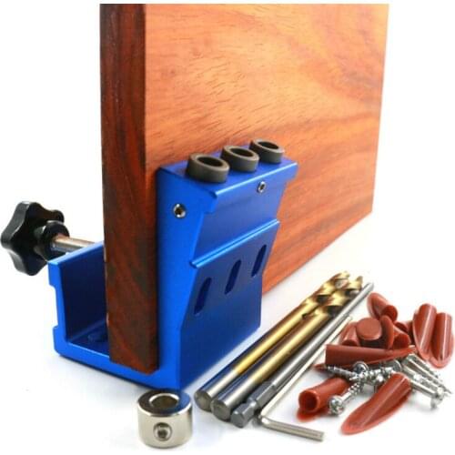 Woodworking Pocket Hole Puncher Doweling Jig Kit Drilling Guide Set W/ Drill Bits Puncher Locator Carpentry Tools