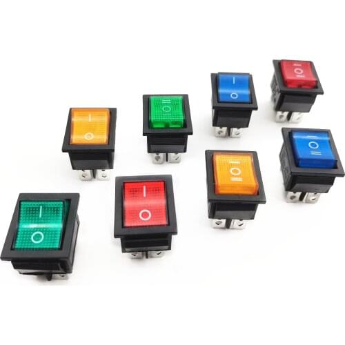 KCD4 Rocker Switch ON-OFF 4 Pin / 6 Pin with lamp Switch 16A 250V 31x25mm Power Switch Electrical equipment