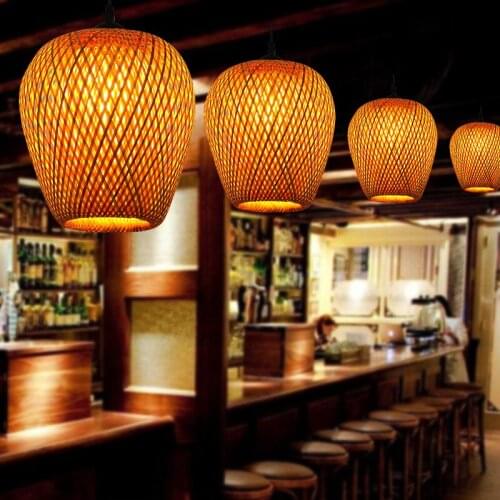 Chinese Hand Knitted Bamboo Art Pendant Lights Restaurant Caf Loft Hanging Pendant Lamp Home Decor Bamboo Led Light Fixtures