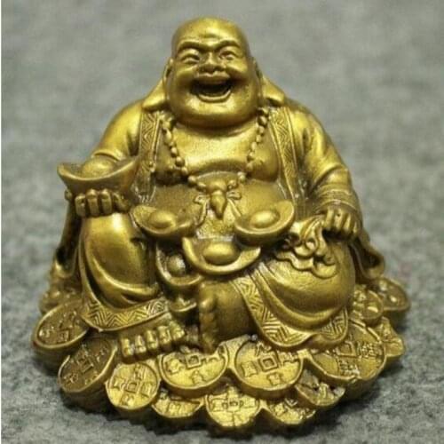 Chinese buddhism copper wealth happy laugh Maitreya Buddha statue