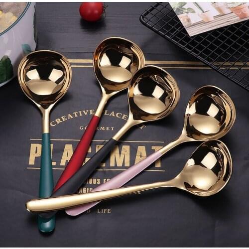 Drink soup spoon Stainless Steel Soup Spoon Deepen Thickened Large Capacity Tablespoon Kitchen Cooking Tool for Sauce, Broth b