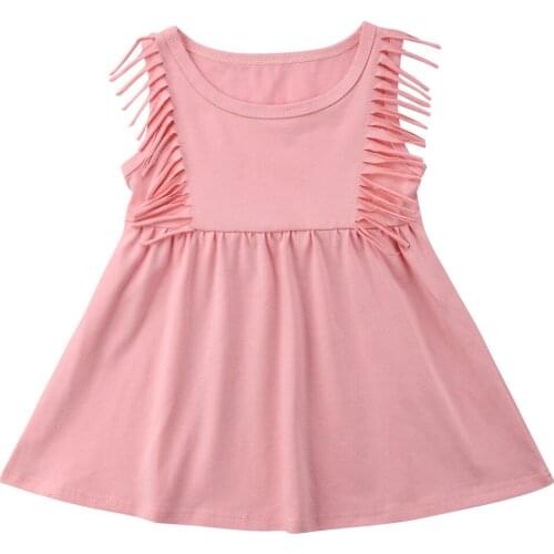 Cute Baby Girls Summer Tassel Sleeveless Dress Newborn Princess Tutu Dress Clothes 0-24 M