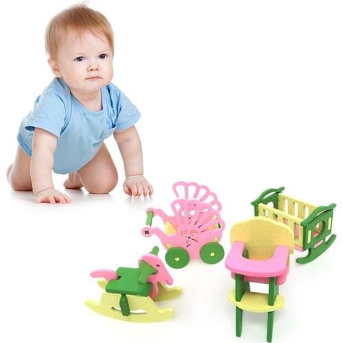 Miniature Wooden Furniture Toys Simulation DollHouse Wood Furniture Set Dolls Baby Room For Kids Play Toy Furniture For Fabulous