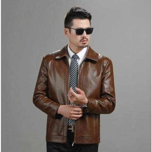 Mens leather jacket motorcycle coat men Plus velvet thickening jackets warm clothes autumn winter jaqueta de couro fashion brown