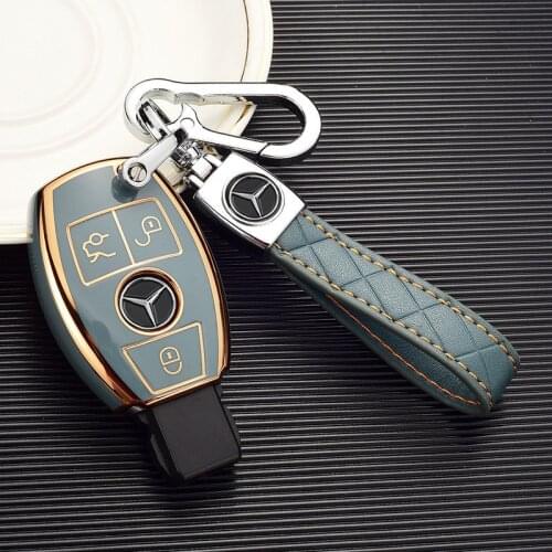 Golden Edge Soft Tup Car Key Case Cover Shell Keychain For Mercedes-Benz C180L C260 C200 GLA200 S350 GLC260 Key Ring Keychain