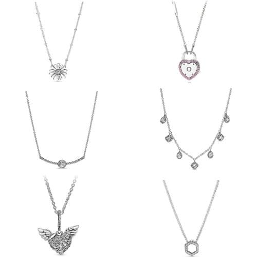 New shiny hexagonal honeycomb necklace pan house set Daisy chain of clavicle 925 silver necklace with mothers day gift