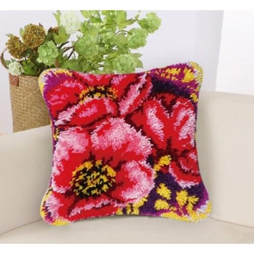 DIY Coarse Wool Latch Hook Kits Cross Stitch Carpet Embroidery Flowers Grass Plant Series Segment Embroidery DIY Rug Hooking Set