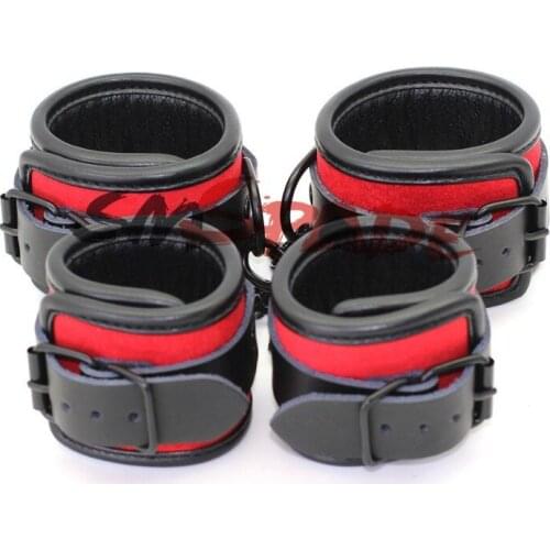 Smspade bondage handcuffs,Microfiber adult Leather sex restraints Wrist cuffs Ankle cuffs Restraint Kit Sex Toys free shipping