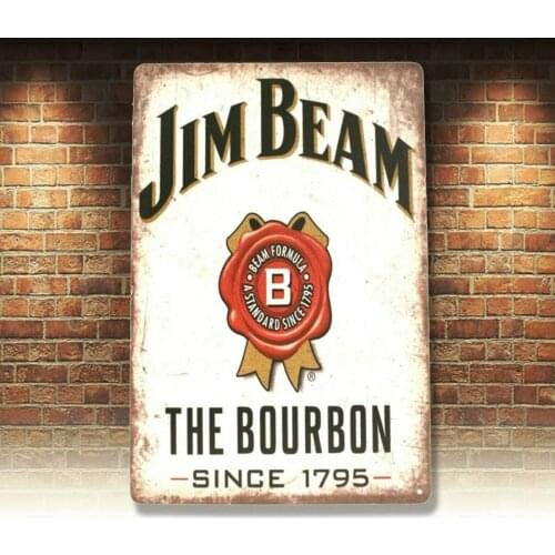 New Jim Beam Bourbon Tin Metal Poster Sign Whiskey Bar Vintage Style Ad Man Cave