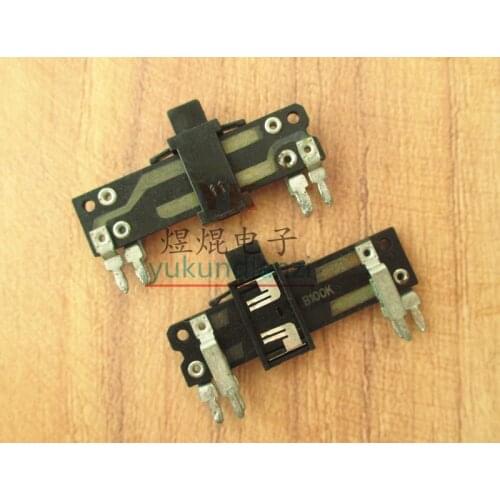 Total length 35MM handle 4MM 100K B100K straight plug vertical dual channel straight slide potentiometer fader adjustment