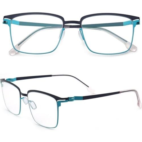 Women Square Eyeglass Frames Men Metal Business Glasses Frames Prescription Rectangle Stainless Steel Gold Optical Spectacles