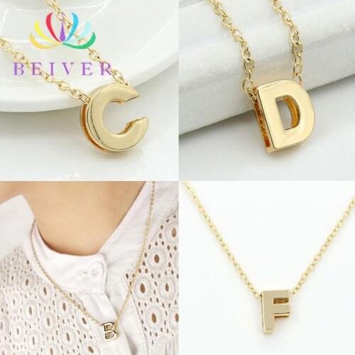 Beiver Necklace Jewelry 26 Alphabet Letters Pendant Necklace for Women Gold Chain for Girl Decoration Gift 2019 New Arrivals