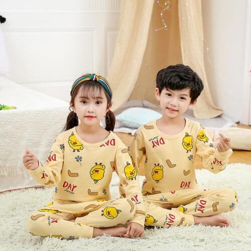 Autumn Winter 2piece Pajamas For Girls Cotton Baby Long-sleeves Children Clothes Sets Cartoon Sleepwear Kids Boys Girl Pyjamas