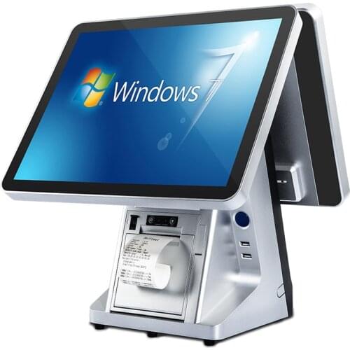 Tablet pos system built in 58mm printer restaurant pos all in one touch display pos termal 15 inch dual screen point of sale