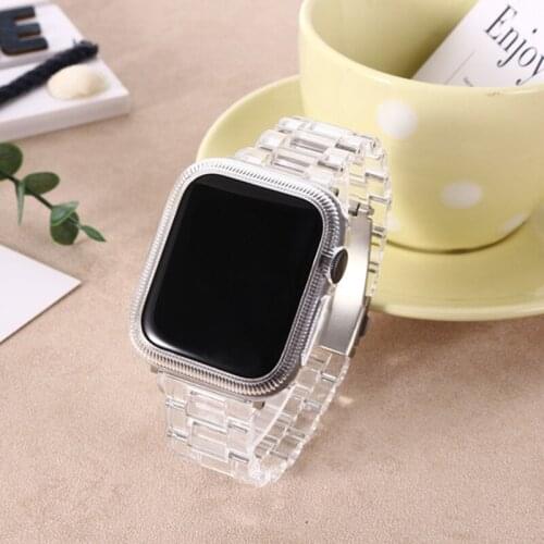Transparent Protective Case + Strap for Apple Watch 38mm 42mm 40mm 44mm Bracelet Loop for iWatch Band 6 5 4 3 2 1 SE Correa