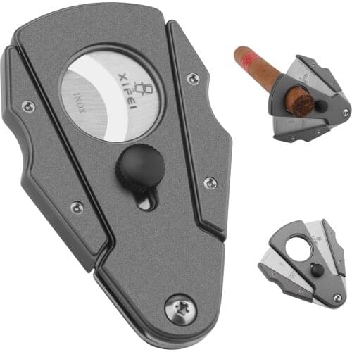 Xifei Stainless Steel Cigar Cutter With Gift Box&Leather Case Dual Blades Tobacco Cutting Sigaar Accessories For Friends Family