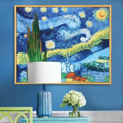 Hand oil painting on canvas copy from Vincent Willem van Gogh Starry Night home decoration for sale