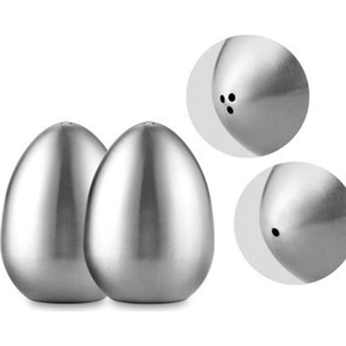 Creative Stainless Steel Egg Shaped Salt Pepper Shaker Table Server Kitchen Gadgets Herb Spice Tools 2 Types