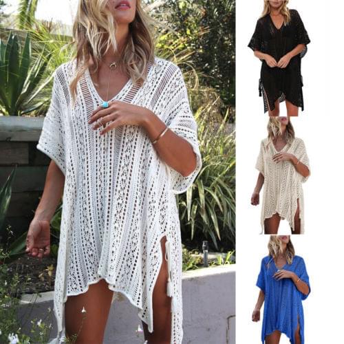 Crochet Beach Tunic Pareo Beach Cover up 2020 Sexy Swimsuit Hollow Coverup Women Kaftan Ladies Summer Swimwear Cover ups 2021