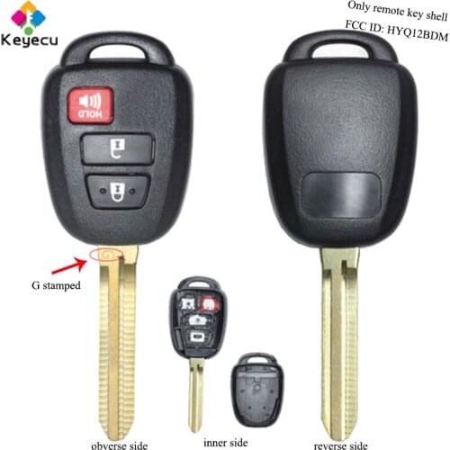 KEYECU 10PCS/Lot Replacement Remote Key Shell -2+1 Buttons & G Stamped On Blade- FOB for Toyota FCC ID: HYQ12BDM -Only Key Shell