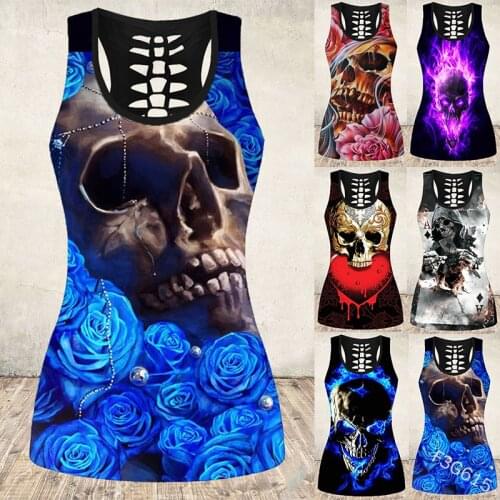 [You're My Secret] Halloween Gothic Tank Top Aesthetic Sleeveless Cropped Tee Skull Printed Mini Vest Women Summer Camisole