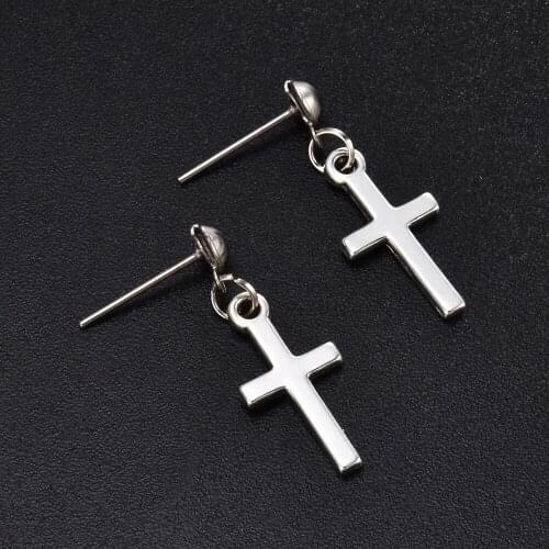 Fashion Cross Pendant Cartilage Drop Dangle Earrings Punk Jewelry For Cool Women Girl Friendship Gifts