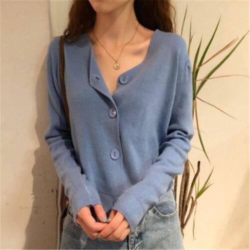 2020 Autumn And Winter Female New Cashmere Cardigan V-Neck Knit Shirt Slim Korean Version Of The Big Yards Short Sweater Women