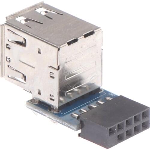 1Pcs 9-pin Motherboard to Dual USB 2.0 Connector Black Motherboard To 2 Ports Usb 2.0 A Female Internal Header Adapter 15g